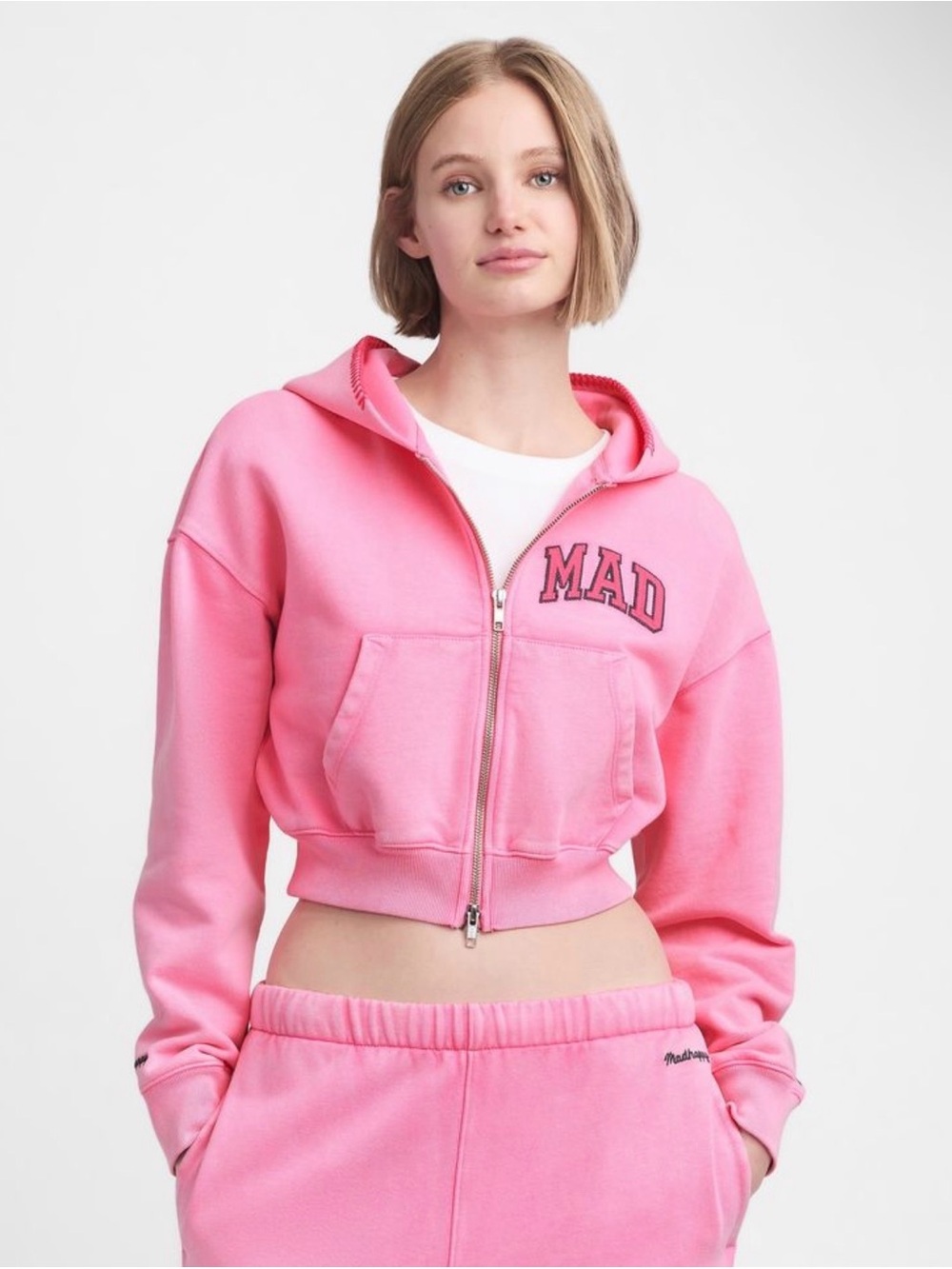 NWT GAP x Madhappy Full Zip Cropped MAD Hoodie – Pink – Size L